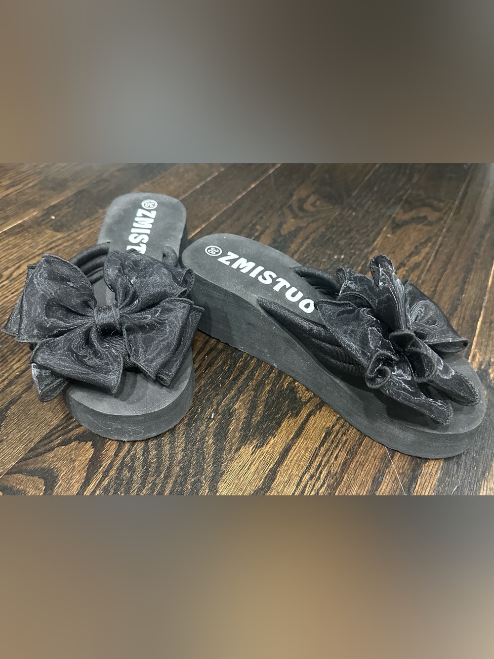 Black Bow Platform Slide Sandals for Women